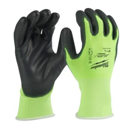 Milwaukee high visibility polyurethane coated gloves cat. cut b