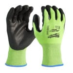 Milwaukee high visibility polyurethane coated gloves cat. cut b