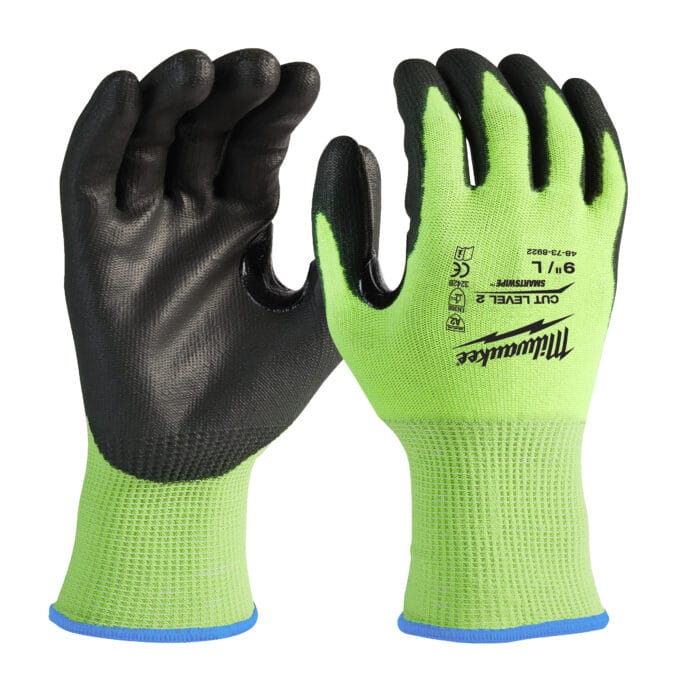 Milwaukee high visibility polyurethane coated gloves cat. cut b