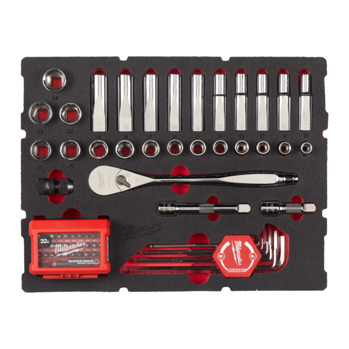 milwauke set di cricchetto e bussole in termoformato packout™ milwauke set di cricchetto e bussole in termoformato packout™