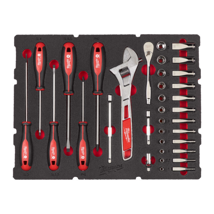 milwauke set di cricchetto e bussole in termoformato packout™ milwauke set di cricchetto e bussole in termoformato packout™