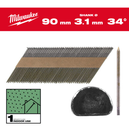 milwauke chiodi 34° testa d