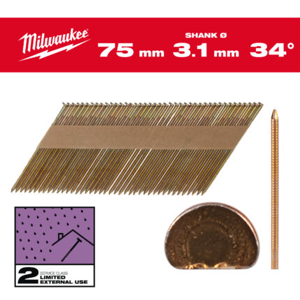 milwauke chiodi 34° testa d