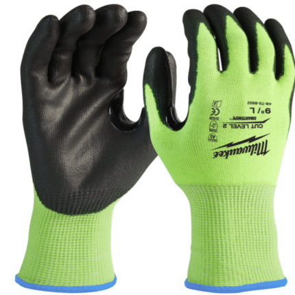 Milwaukee high visibility polyurethane coated gloves cat. cut b