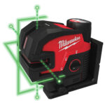 milwauke laser lineare verde m12™ a 2 linee con 4 punti piombo