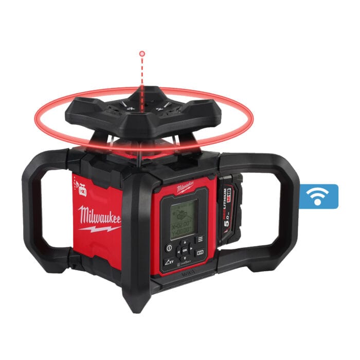 milwaukee livella laser rotante m18™ 1200 m raggio orizzontale e verticale rosso doppia pendenza automatica con one key™