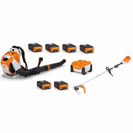 stihl set bra 600 e fsa 200 r con caricatore al 301 4, 4 ap 500 s, 2 ap 300 s