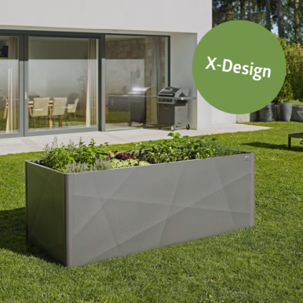 aiuola rialzata 2 x 1 x design argento met.