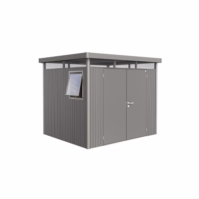 casetta per attrezzi highline mis. h3 we grigio quarzo met. con porta doppia