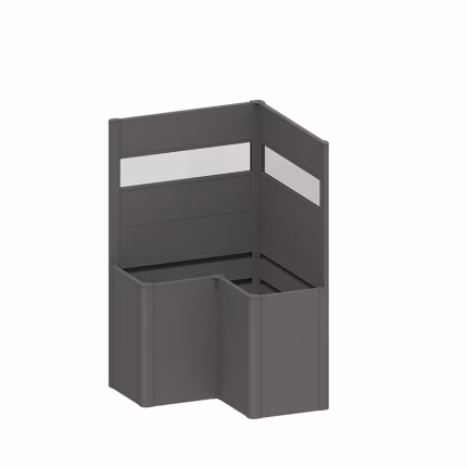 frangivista per fioriera belvedere per forma a l (2pz.) con vetro acrilico misura l100 grigio scuro met.