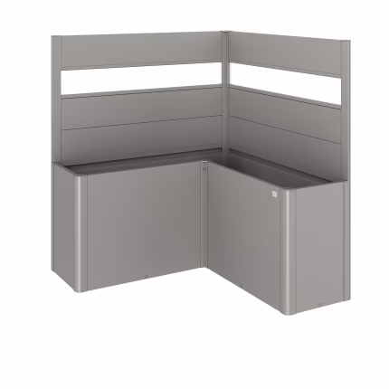 frangivista per fioriera belvedere per forma a l (2pz) con vetro acrilico misura l150 grigio quarzo met.