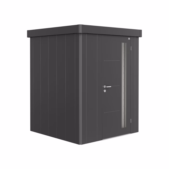 casetta per attrezzi neo 1a porta standard. grigio metallizzato