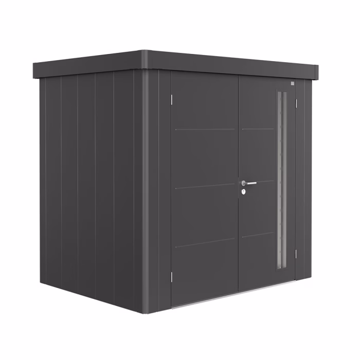 casetta per attrezzi neo 1b porta doppia. grigio metallizzato