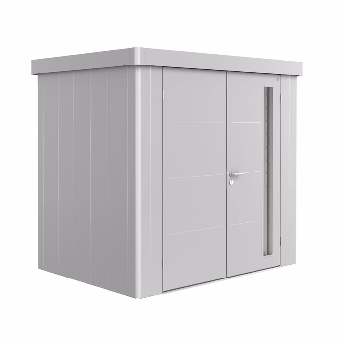 gerätehaus neo 1b doppeltür. silber-metallic