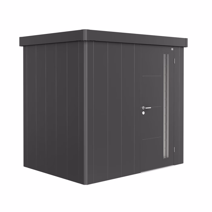 casetta per attrezzi neo 1b porta standard. grigio metallizzato