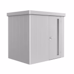gerätehaus neo 1b standardtür. silber-metallic