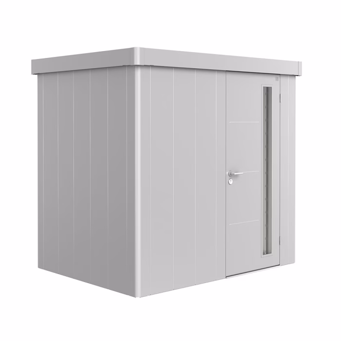 gerätehaus neo 1b standardtür. silber-metallic