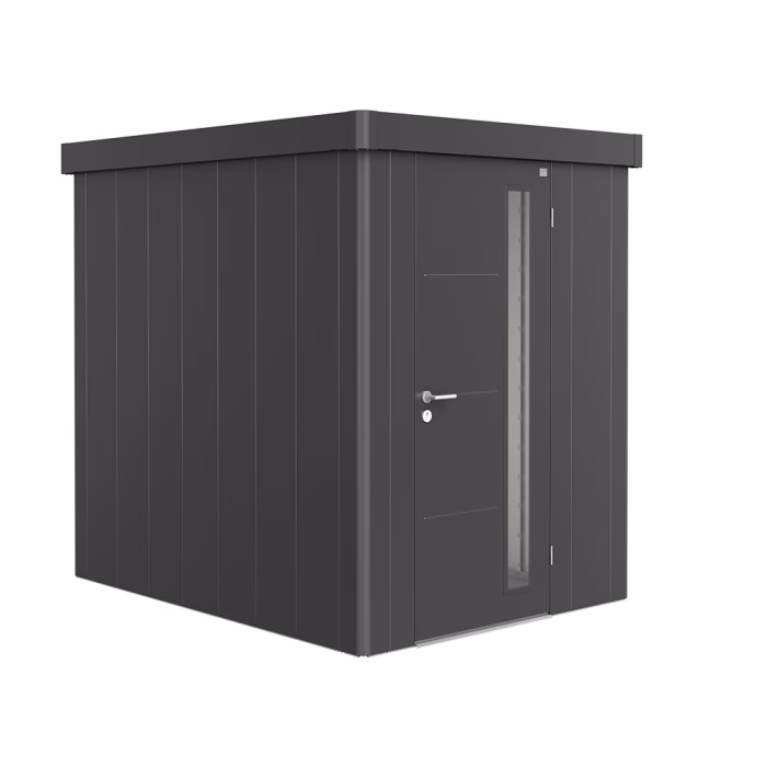 casetta per attrezzi neo 2a porta standard. grigio metallizzato