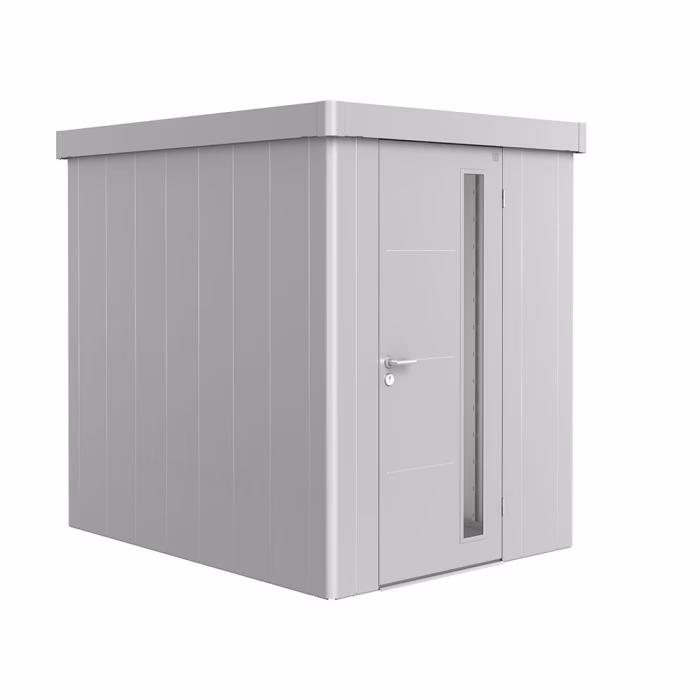 gerätehaus neo 2a standardtür. silber-metallic