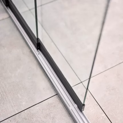 parete scorrevole in vetro trasparente mis. 4 m grigio scuro metallizzato