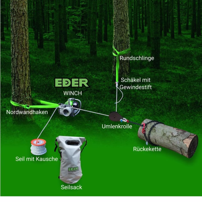eder power winch pulling set for 1800 winch 50 metres