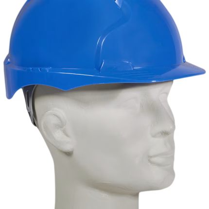 casco di protezione blu jsp evo 3 con chiusura a rotazione, leggero hdpe