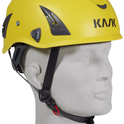 casco di protezione kask superplasma aq giallo con cinturino sottogola a 4 punti