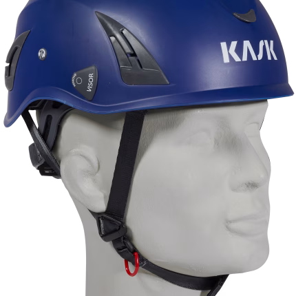 casco da cantiere e montaggio kask superplasma aq blu con cinturino sottogola