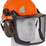 elmetto da forestale jsp evoguard m2 arancione con occhiali protettivi e protezione uditiva