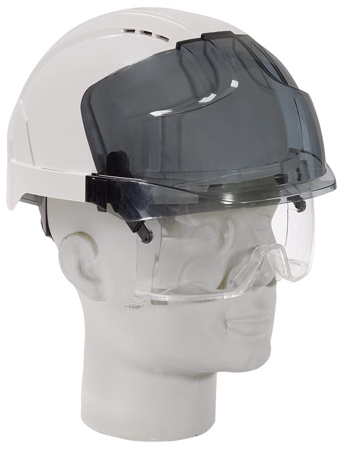 casco di protezione jsp evo vista bianco con protezione trasparente integrata casco di protezione jsp evo vista bianco con protezione trasparente integrata