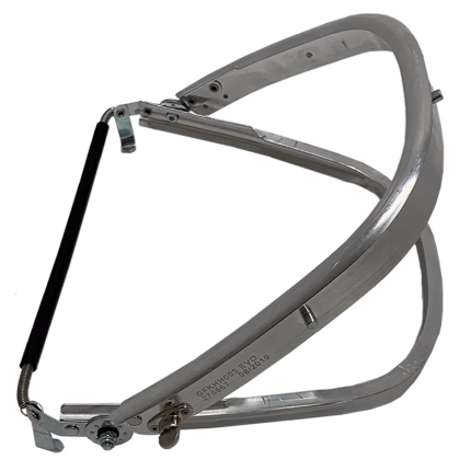 supporto per casco in alluminio ashua evo con molla, richiudibile verso l'alto