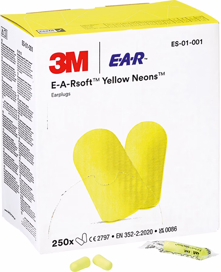 3m earsoft tappi auricolari neon, conici, gialli, schiuma 3m earsoft tappi auricolari neon, conici, gialli, schiuma