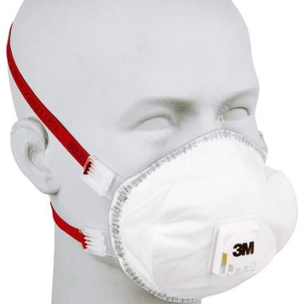 maschera monouso 3m ffp3 con valvola, fasce regolabili, confezione da 5