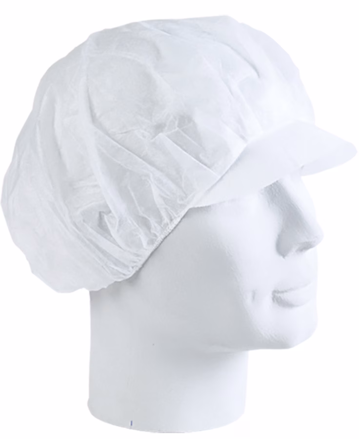 cuffia igienica monouso con visiera hygonorm, traspirante, bianca cuffia igienica monouso con visiera hygonorm, traspirante, bianca