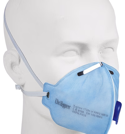 maschera monouso per particelle dräger x plore 1720+ ffp2 con valvola, confezione da 10