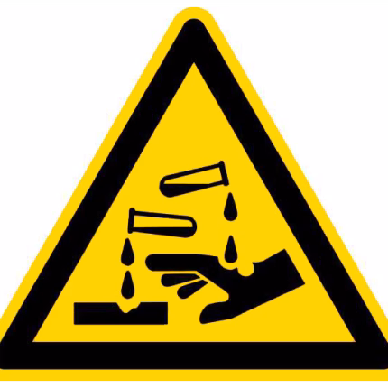 pellicola segnaletica 100 mm autoadesiva sostanze corrosive cartello