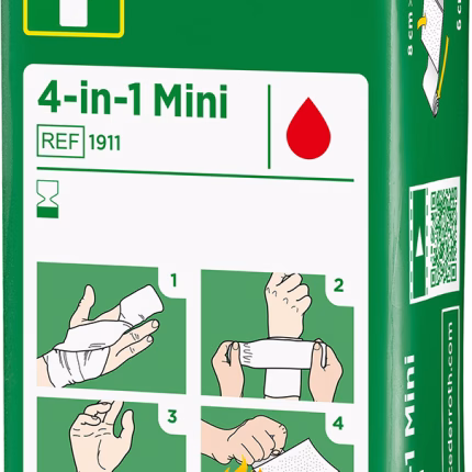 cederroth mini kit di medicazione 4 in 1 con tampone speciale e benda elastica