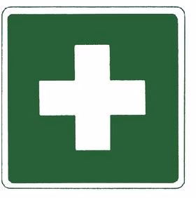 cartello di primo soccorso fluorescente in alluminio 150x150 mm stampato a rilievo