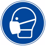 cartello adesivo obbligatorio indossare maschera antipolvere, pellicola 200 mm