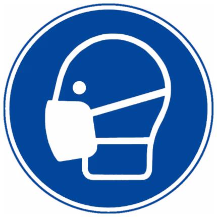 cartello adesivo obbligatorio indossare maschera antipolvere, pellicola 200 mm
