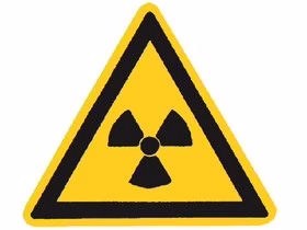 cartello segnaletico radioattività 200 mm in alluminio, impresso
