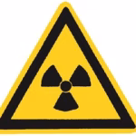 cartello di segnalazione adesivo radioattività 100 mm pellicola