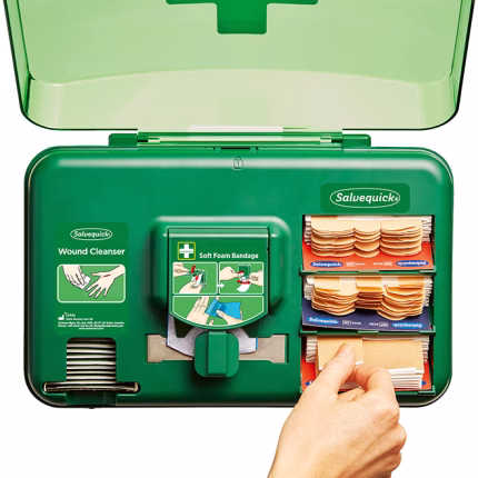 distributore da parete cederroth per cerotti plus con chiave e kit medicazione