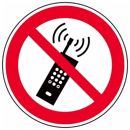 cartello di divieto 200 mm "divieto di uso cellulare" pellicola autoadesiva