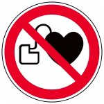 cartello di divieto 200 mm per persone con pacemaker