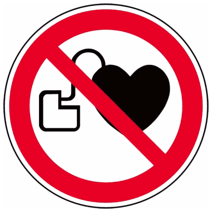 cartello di divieto 200 mm per persone con pacemaker
