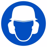 cartello adesivo segnale casco e protezione udito 200 mm