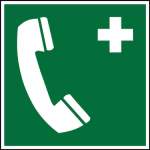 cartello telefono di emergenza 150 x 150 mm, pellicola fosforescente