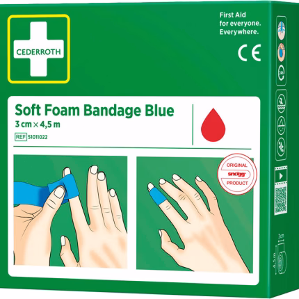 cederroth soft foam bendaggio blu 3x4,5 cm, 1 pezzo