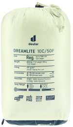 deuter dreamlite 10c/50f nautic breeze zipper left